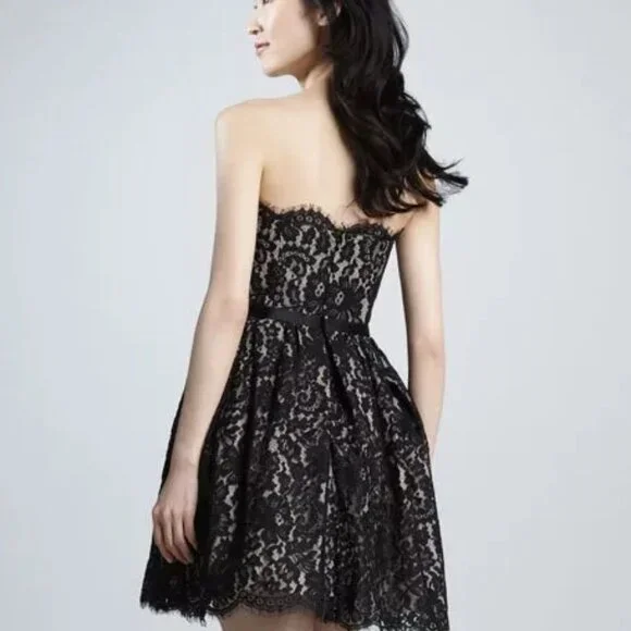 Neiman Marcus Target Robert Rodriguez Lace Strapless Party Cocktail Black Dress - Picture 2 of 7